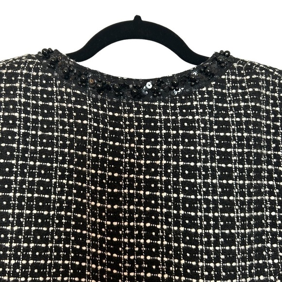 Fenn Wright Manson Black/White Tweed Open Front Blazer w/Beaded & Sequin Accent - Picture 7 of 12